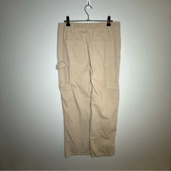 White Fox Boutique Tan Cargo Pants Womens Small Beige Cotton Utility Straight - Picture 2 of 8